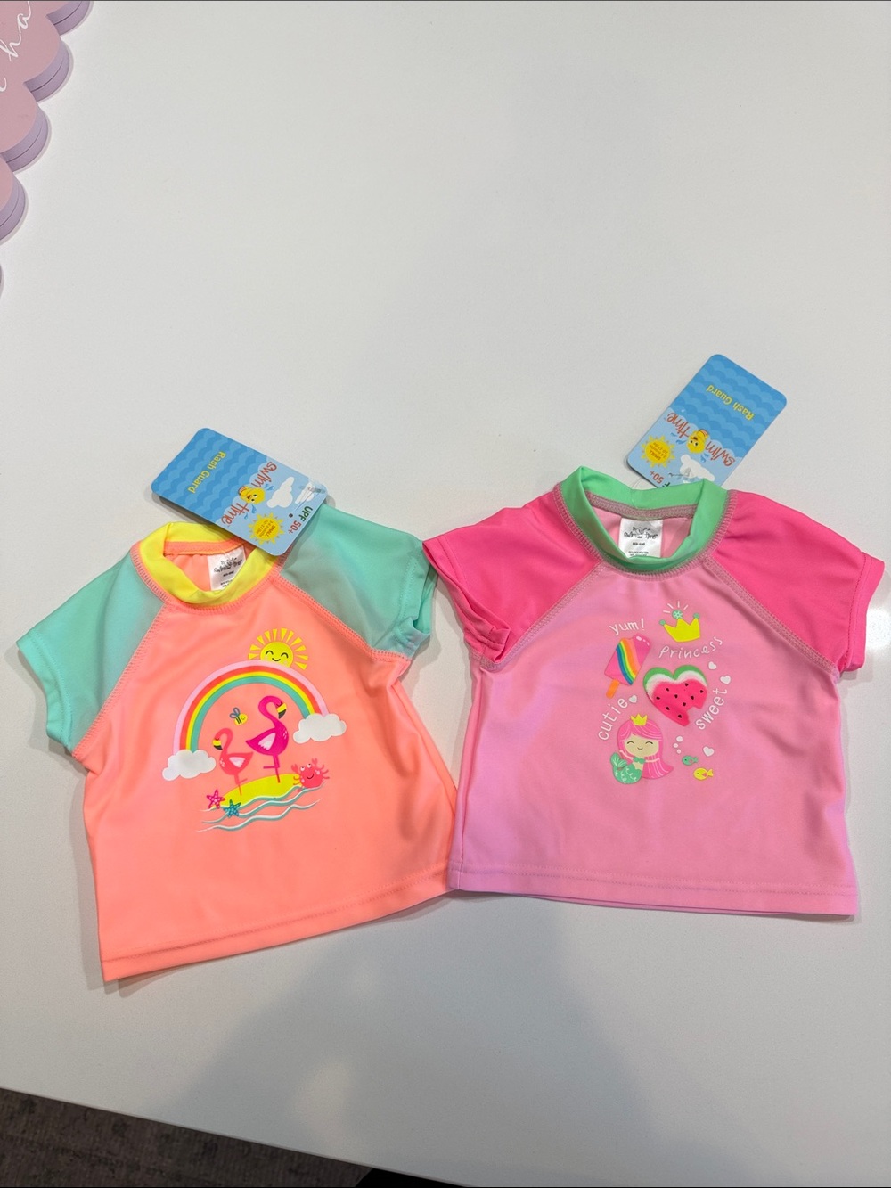 Kids Swim Rash Guard Top - Pink & Coral Color Options